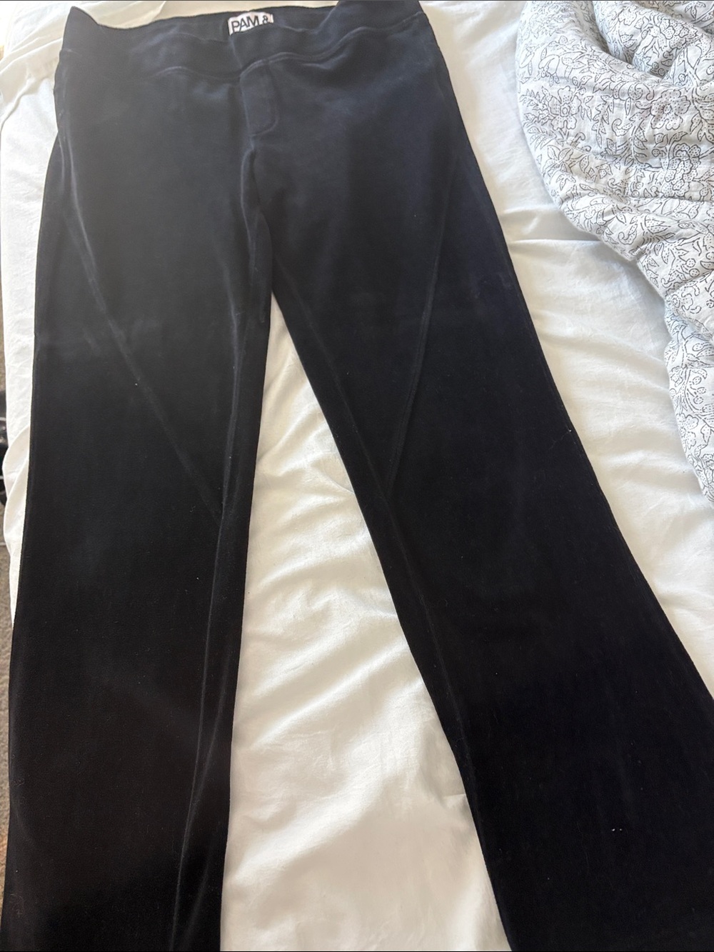 Pam & Gela Black Velvet Waistband Pants